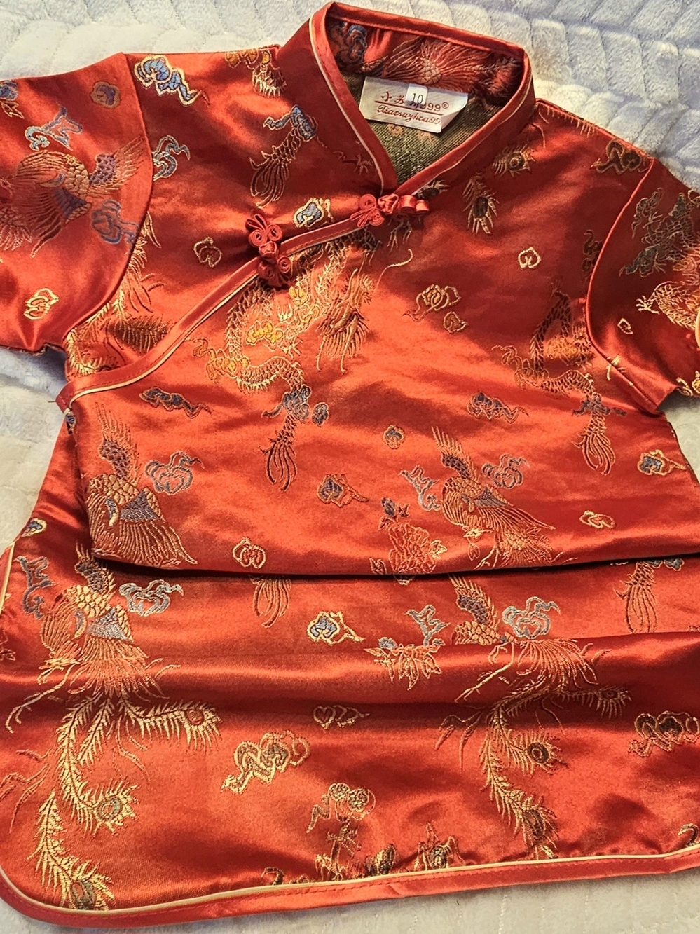 Vintage Red Embroidered Qipao Kids Dress - Unbranded